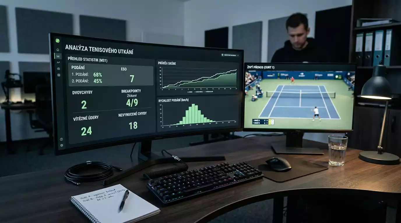 Datová analýza tenisového zápasu — technologie Sportradar a AI pro live kurzy